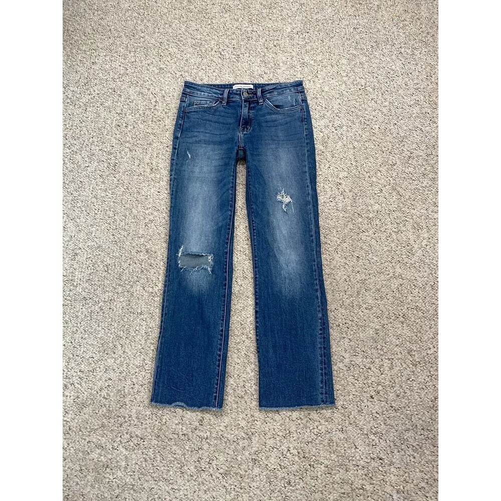 Flying Monkey Y2k Midrise Ankle Straight Leg Raw Hem Size 27 Distressed Jeans